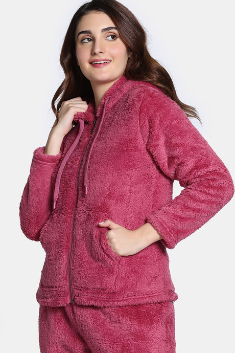 Zivame Soft Snuggles Fur Jacket - Beet Red — image 2